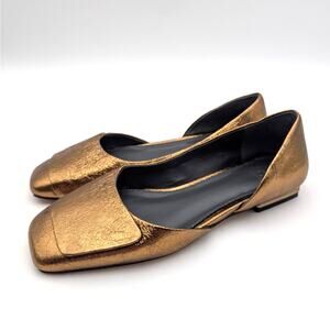 Sarto Tracy Half d'Orsay Square Toe Flat Women's Bronze Size US6M EU36